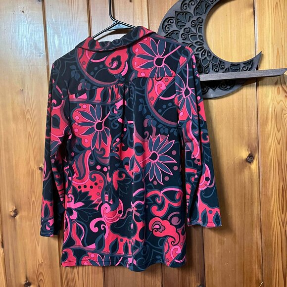 Alfani Retro Floral Tunic Top – Size Medium Office Goth - Picture 2 of 5